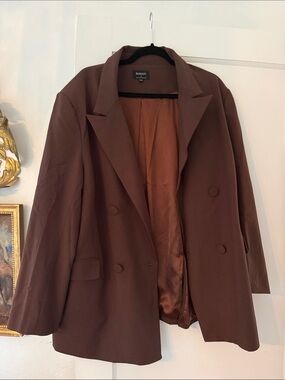 Bardot Chocolate Brown Double-Breasted Blazer